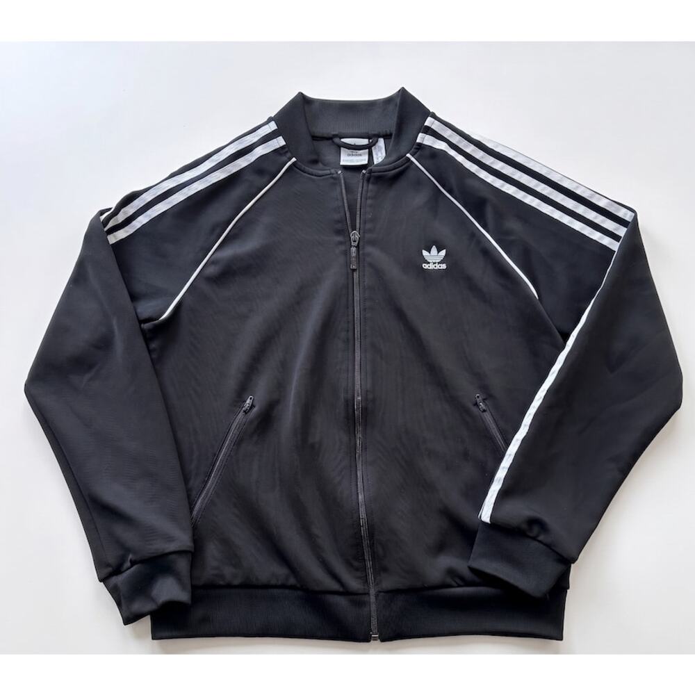 Adidas Originals Black Track Jacket 3 Stripe Trefoil Full Zip Women’s M